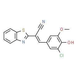ChemSpider 2D Image | (E)-2-Benzothiazol-2-yl-3-(3-chloro-4-hydroxy-5-methoxy-phenyl)-acrylonitrile | C17H11ClN2O2S