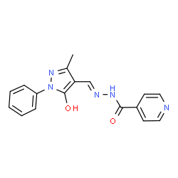 ChemSpider 2D Image | N'-[(E)-(5-Hydroxy-3-methyl-1-phenyl-1H-pyrazol-4-yl)methylene]isonicotinohydrazide | C17H15N5O2