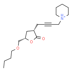 ChemSpider 2D Image | 1-{4-[(3S,5S)-5-(Butoxymethyl)-2-oxotetrahydro-3-furanyl]-2-butyn-1-yl}piperidinium | C18H30NO3