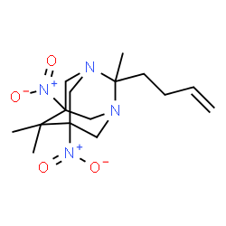 ChemSpider 2D Image | 2-(3-Buten-1-yl)-2,6,6-trimethyl-5,7-dinitro-1,3-diazatricyclo[3.3.1.1~3,7~]decane | C15H24N4O4