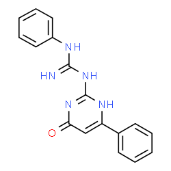 ChemSpider 2D Image | 1-(4-Oxo-6-phenyl-1,4-dihydro-2-pyrimidinyl)-3-phenylguanidine | C17H15N5O
