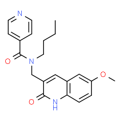 ChemSpider 2D Image | N-Butyl-N-[(6-methoxy-2-oxo-1,2-dihydro-3-quinolinyl)methyl]isonicotinamide | C21H23N3O3