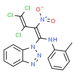ChemSpider 2D Image | N-[(1E)-1-(1H-Benzotriazol-1-yl)-3,4,4-trichloro-2-nitro-1,3-butadien-1-yl]-2-methylaniline | C17H12Cl3N5O2