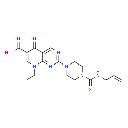ChemSpider 2D Image | 2-[4-(Allylcarbamothioyl)-1-piperazinyl]-8-ethyl-5-oxo-5,8-dihydropyrido[2,3-d]pyrimidine-6-carboxylic acid | C18H22N6O3S