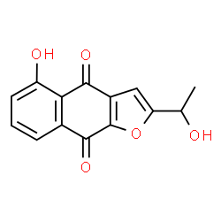 ChemSpider 2D Image | 5-Hydroxy-2-(1-hydroxyethyl)naphtho(2,3-b)furan-4,9-dione | C14H10O5