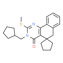ChemSpider 2D Image | 3-(Cyclopentylmethyl)-2-(methylthio)spiro[benzo[h]quinazoline-5(3H),1â€²-cyclopentan]-4(6H)-one | C23H28N2OS