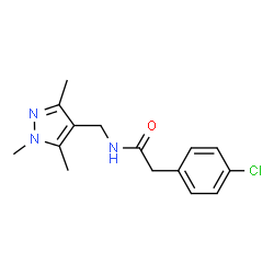 ChemSpider 2D Image | 2-(4-Chlorophenyl)-N-[(1,3,5-trimethyl-1H-pyrazol-4-yl)methyl]acetamide | C15H18ClN3O