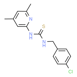 ChemSpider 2D Image | thiourea, N-[(4-chlorophenyl)methyl]-N'-(4,6-dimethyl-2-pyridinyl)- | C15H16ClN3S