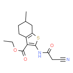 ChemSpider 2D Image | ethyl 2-(2-cyanoacetamido)-6-methyl-4,5,6,7-tetrahydro-1-benzothiophene-3-carboxylate | C15H18N2O3S