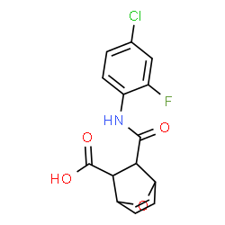 ChemSpider 2D Image | 3-[(4-Chloro-2-fluorophenyl)carbamoyl]-7-oxabicyclo[2.2.1]hept-5-ene-2-carboxylic acid | C14H11ClFNO4