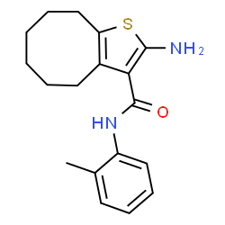 ChemSpider 2D Image | 2-amino-N-(2-methylphenyl)-4H,5H,6H,7H,8H,9H-cycloocta[b]thiophene-3-carboxamide | C18H22N2OS