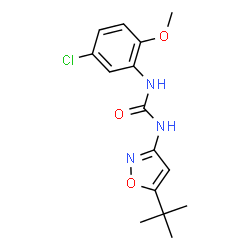 ChemSpider 2D Image | 1-(5-Chloro-2-methoxyphenyl)-3-[5-(2-methyl-2-propanyl)-1,2-oxazol-3-yl]urea | C15H18ClN3O3