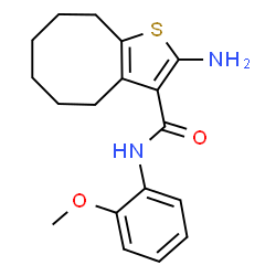 ChemSpider 2D Image | 2-amino-N-(2-methoxyphenyl)-4H,5H,6H,7H,8H,9H-cycloocta[b]thiophene-3-carboxamide | C18H22N2O2S