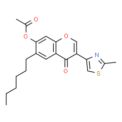 ChemSpider 2D Image | 6-Hexyl-3-(2-methyl-1,3-thiazol-4-yl)-4-oxo-4H-chromen-7-yl acetate | C21H23NO4S