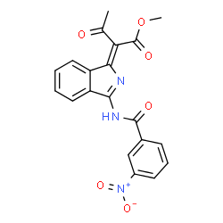 ChemSpider 2D Image | Methyl (2Z)-2-{3-[(3-nitrobenzoyl)amino]-1H-isoindol-1-ylidene}-3-oxobutanoate | C20H15N3O6
