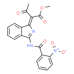 ChemSpider 2D Image | Methyl (2Z)-2-{3-[(2-nitrobenzoyl)amino]-1H-isoindol-1-ylidene}-3-oxobutanoate | C20H15N3O6
