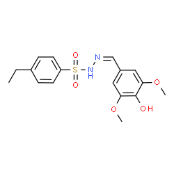 ChemSpider 2D Image | 4-Ethyl-N'-[(Z)-(4-hydroxy-3,5-dimethoxyphenyl)methylene]benzenesulfonohydrazide | C17H20N2O5S
