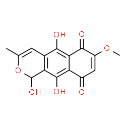 ChemSpider 2D Image | 1,5,10-Trihydroxy-7-methoxy-3-methyl-1H-benzo[g]isochromene-6,9-dione | C15H12O7