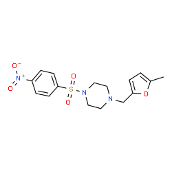 ChemSpider 2D Image | 1-[(5-Methyl-2-furyl)methyl]-4-[(4-nitrophenyl)sulfonyl]piperazine | C16H19N3O5S