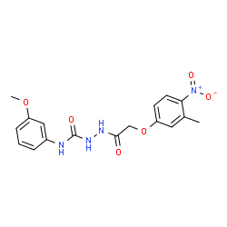 ChemSpider 2D Image | N-(3-Methoxyphenyl)-2-[(3-methyl-4-nitrophenoxy)acetyl]hydrazinecarboxamide | C17H18N4O6