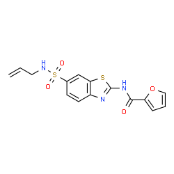 ChemSpider 2D Image | N-[6-(Allylsulfamoyl)-1,3-benzothiazol-2-yl]-2-furamide | C15H13N3O4S2
