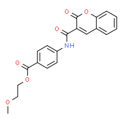 ChemSpider 2D Image | 2-Methoxyethyl 4-{[(2-oxo-2H-chromen-3-yl)carbonyl]amino}benzoate | C20H17NO6
