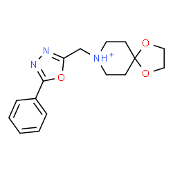 ChemSpider 2D Image | 8-[(5-Phenyl-1,3,4-oxadiazol-2-yl)methyl]-1,4-dioxa-8-azoniaspiro[4.5]decane | C16H20N3O3