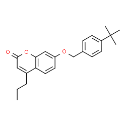 ChemSpider 2D Image | 7-{[4-(2-Methyl-2-propanyl)benzyl]oxy}-4-propyl-2H-chromen-2-one | C23H26O3