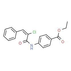 ChemSpider 2D Image | Ethyl 4-{[(2E)-2-chloro-3-phenyl-2-propenoyl]amino}benzoate | C18H16ClNO3
