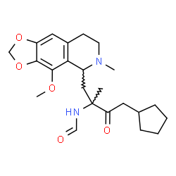 ChemSpider 2D Image | N-[4-Cyclopentyl-1-(4-methoxy-6-methyl-5,6,7,8-tetrahydro[1,3]dioxolo[4,5-g]isoquinolin-5-yl)-2-methyl-3-oxo-2-butanyl]formamide | C23H32N2O5