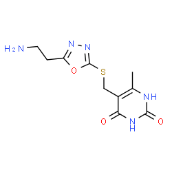 ChemSpider 2D Image | 5-({[5-(2-Aminoethyl)-1,3,4-oxadiazol-2-yl]sulfanyl}methyl)-6-methyl-2,4(1H,3H)-pyrimidinedione | C10H13N5O3S