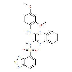 ChemSpider 2D Image | N-{3-[(2,4-Dimethoxyphenyl)amino]-2-quinoxalinyl}-2,1,3-benzothiadiazole-4-sulfonamide | C22H18N6O4S2