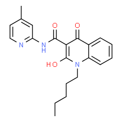 ChemSpider 2D Image | 2-Hydroxy-N-(4-methyl-2-pyridinyl)-4-oxo-1-pentyl-1,4-dihydro-3-quinolinecarboxamide | C21H23N3O3