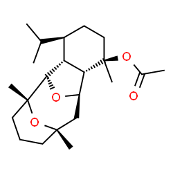 ChemSpider 2D Image | (1R,2R,6S,8R,9S,10R,13R,14R)-13-Isopropyl-2,6,10-trimethyl-15,16-dioxatetracyclo[6.6.1.1~2,6~.0~9,14~]hexadec-10-yl acetate | C22H36O4
