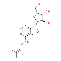 ChemSpider 2D Image | N-(3-Methyl-2-buten-1-yl)-9-(beta-D-xylofuranosyl)(2-~3~H)-9H-purin-6-amine | C15H20TN5O4