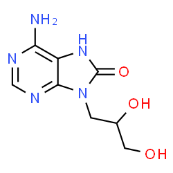 ChemSpider 2D Image | (RS)-9-(2,3-Dihydroxypropyl)-8-hydroxyadenine | C8H11N5O3