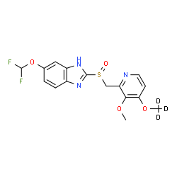 ChemSpider 2D Image | 6-(Difluoromethoxy)-2-[({3-methoxy-4-[(~2~H_3_)methyloxy]-2-pyridinyl}methyl)sulfinyl]-1H-benzimidazole | C16H12D3F2N3O4S