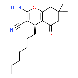 ChemSpider 2D Image | (4S)-2-Amino-4-heptyl-7,7-dimethyl-5-oxo-5,6,7,8-tetrahydro-4H-chromene-3-carbonitrile | C19H28N2O2
