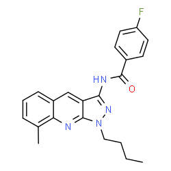 ChemSpider 2D Image | N-(1-Butyl-8-methyl-1H-pyrazolo[3,4-b]quinolin-3-yl)-4-fluorobenzamide | C22H21FN4O