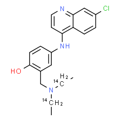 ChemSpider 2D Image | 2-({Bis[(1-~14~C)ethyl]amino}methyl)-4-[(7-chloro-4-quinolinyl)amino]phenol | C1814C2H22ClN3O