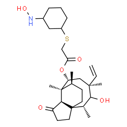 ChemSpider 2D Image | (2R,4S,6R,7S,8R,14S)-3-Hydroxy-2,4,7,14-tetramethyl-9-oxo-4-vinyltricyclo[5.4.3.0~1,8~]tetradec-6-yl {[3-(hydroxyamino)cyclohexyl]sulfanyl}acetate | C28H45NO5S