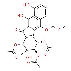 ChemSpider 2D Image | (1R,2R,3R,4S)-2,9,10-Trihydroxy-5-(methoxymethoxy)-2-methyl-11-oxo-2,3,4,11-tetrahydro-1H-benzo[b]fluorene-1,3,4-triyl triacetate | C26H26O12