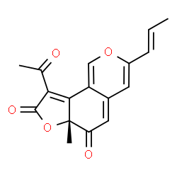 ChemSpider 2D Image | (6aR)-9-Acetyl-6a-methyl-3-[(1E)-1-propen-1-yl]-6H-furo[2,3-h]isochromene-6,8(6aH)-dione | C17H14O5