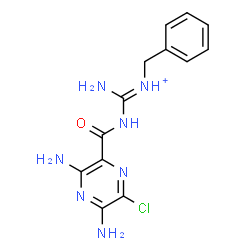 ChemSpider 2D Image | (E)-Amino-N-benzyl{[(3,5-diamino-6-chloro-2-pyrazinyl)carbonyl]amino}methaniminium | C13H15ClN7O