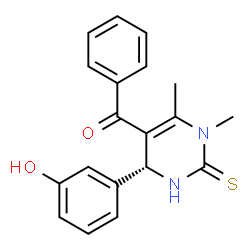 ChemSpider 2D Image | [(4R)-4-(3-Hydroxyphenyl)-1,6-dimethyl-2-thioxo-1,2,3,4-tetrahydro-5-pyrimidinyl](phenyl)methanone | C19H18N2O2S