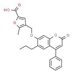 ChemSpider 2D Image | 5-Methyl-4-{[(2-oxo-4-phenyl-6-propyl-2H-chromen-7-yl)oxy]methyl}-2-furoic acid | C25H22O6