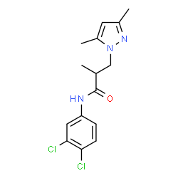 ChemSpider 2D Image | N-(3,4-Dichlorophenyl)-3-(3,5-dimethyl-1H-pyrazol-1-yl)-2-methylpropanamide | C15H17Cl2N3O