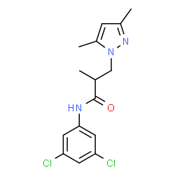 ChemSpider 2D Image | N-(3,5-Dichlorophenyl)-3-(3,5-dimethyl-1H-pyrazol-1-yl)-2-methylpropanamide | C15H17Cl2N3O