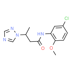 ChemSpider 2D Image | N-(5-Chloro-2-methoxyphenyl)-3-(1H-1,2,4-triazol-1-yl)butanamide | C13H15ClN4O2
