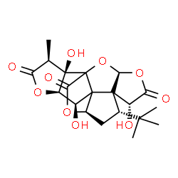 ChemSpider 2D Image | (3S,6R,8S,10R,12R,13R,16S,17R)-6,12,17-Trihydroxy-16-methyl-8-(2-methyl-2-propanyl)-2,4,14,19-tetraoxahexacyclo[8.7.2.0~1,11~.0~3,7~.0~7,11~.0~13,17~]nonadecane-5,15,18-trione | C20H24O10